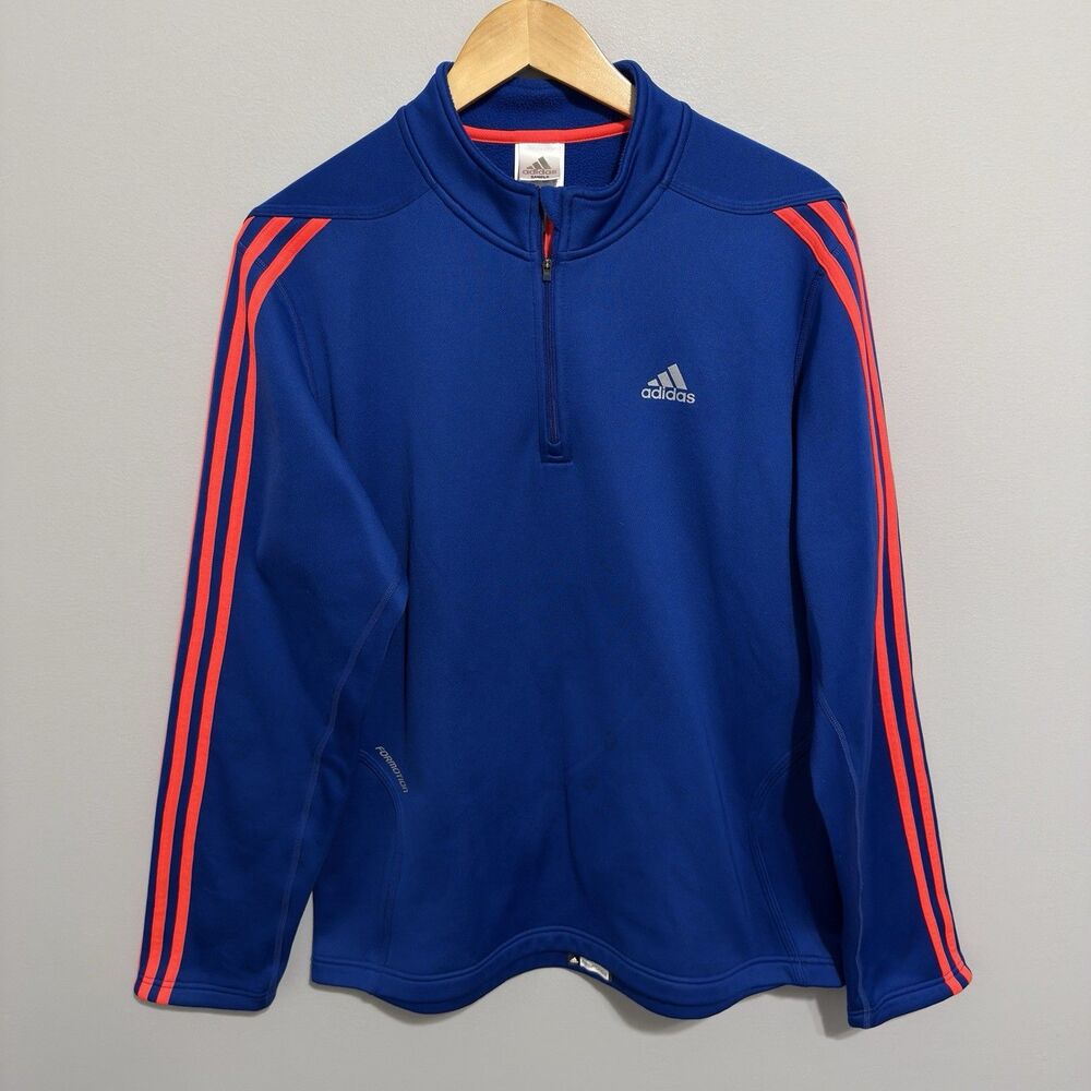Adidas Windbreaker Training Jacket Formotion Mens M Blue Pink 1/4 Zip SAMPLE